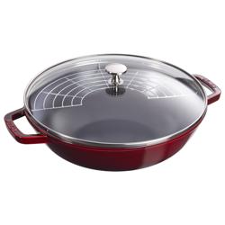 STAUB | SPECIALITIES - Wok con coperchio in vetro - Ø 300 mm - Ghisa - Rosso granatina