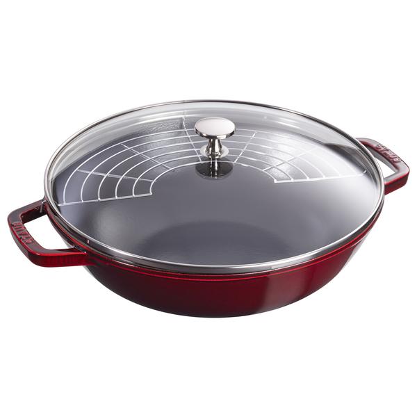 STAUB | SPECIALITIES - Wok met glazen deksel - Ø 300mm - Gietijzer - Grenadine rood