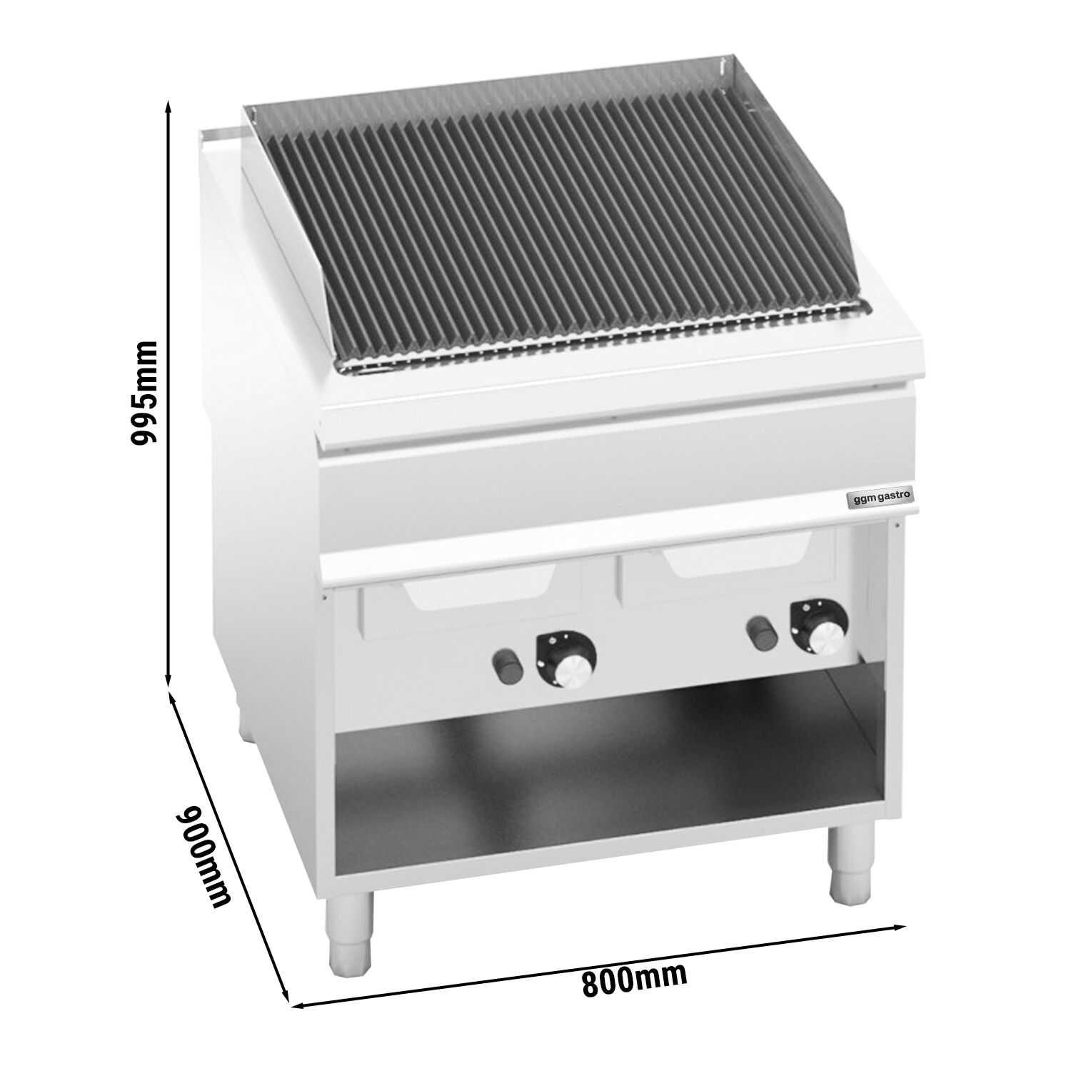Barbecue à gaz professionnel - 24kW - sur pied - P900mm