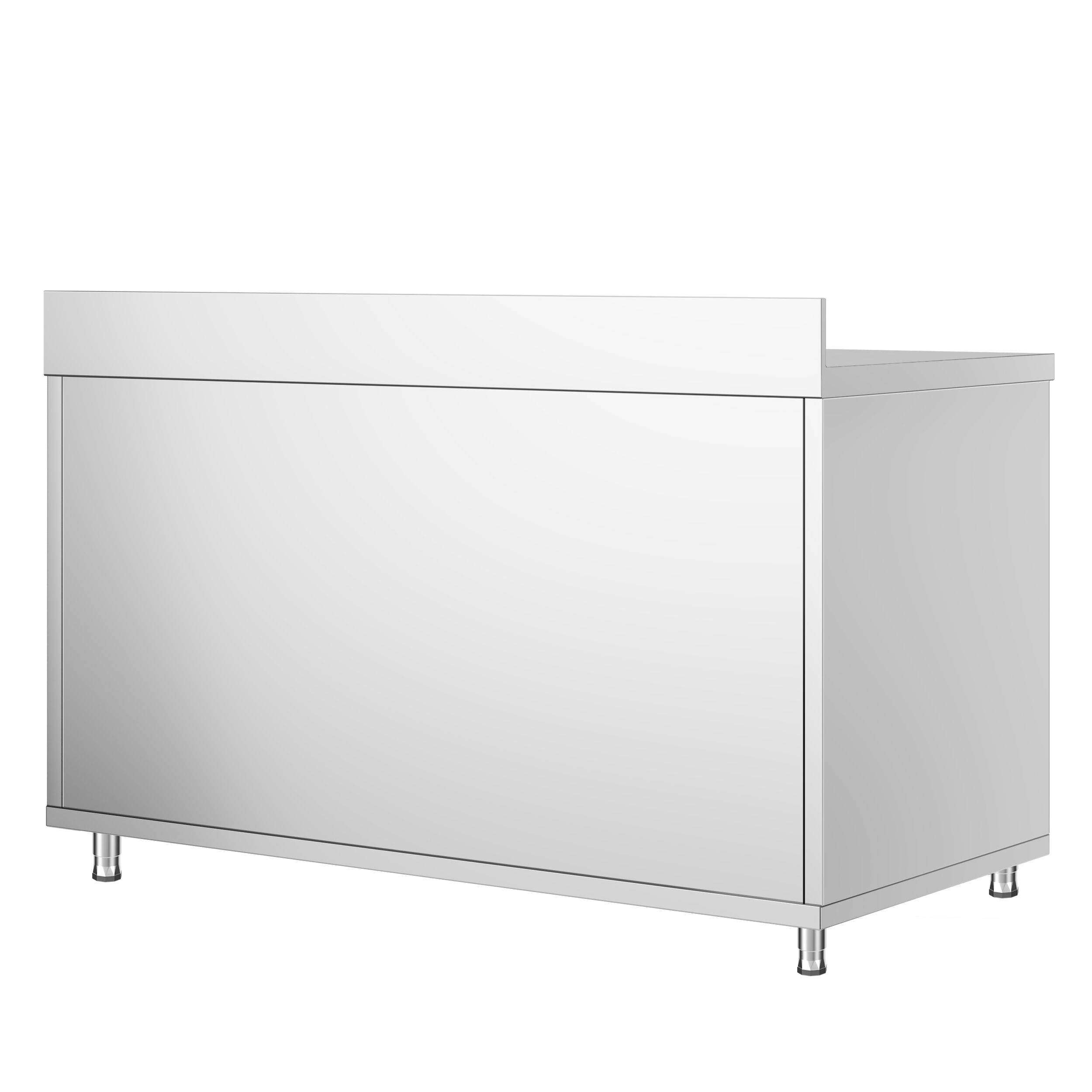 Table armoire en acier inoxydable PREMIUM - 1400x600mm - avec portes coulissantes - avec dosseret