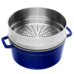 STAUB | LA COCOTTE - Кокотниця зі вставкою для приготування на пару - Ø 260 мм - Темно-синя