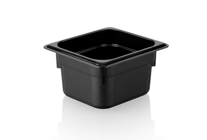 Recipiente GN em policarbonato 1/6 - preto - profundidade 100 mm