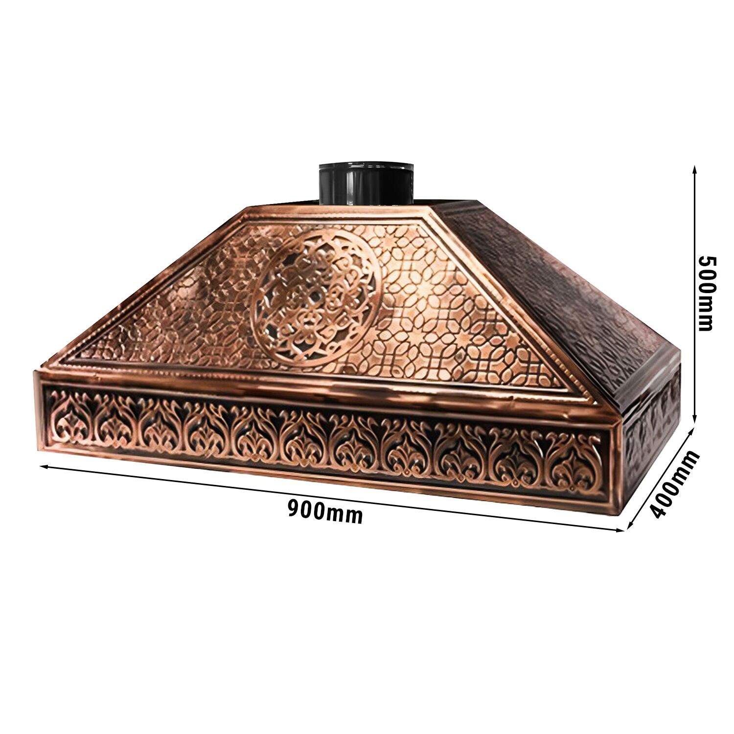 Cappa per bollitore per tè - esterno ramato - 900x400x500mm