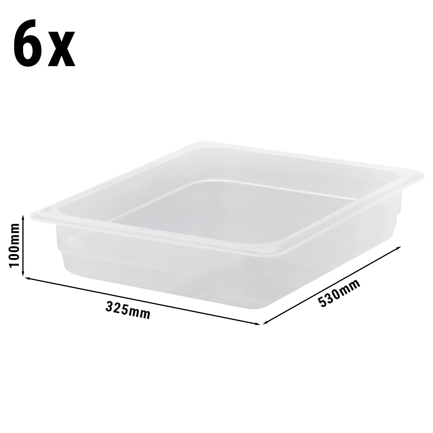 (6 pièces) CAMBRO | Contenants GN 1/2 en polypropylène – laiteux – hauteur : 65 mm         