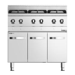 Fogão a gás - 19,5 kW - 6 queimadores - incl. armário inferior