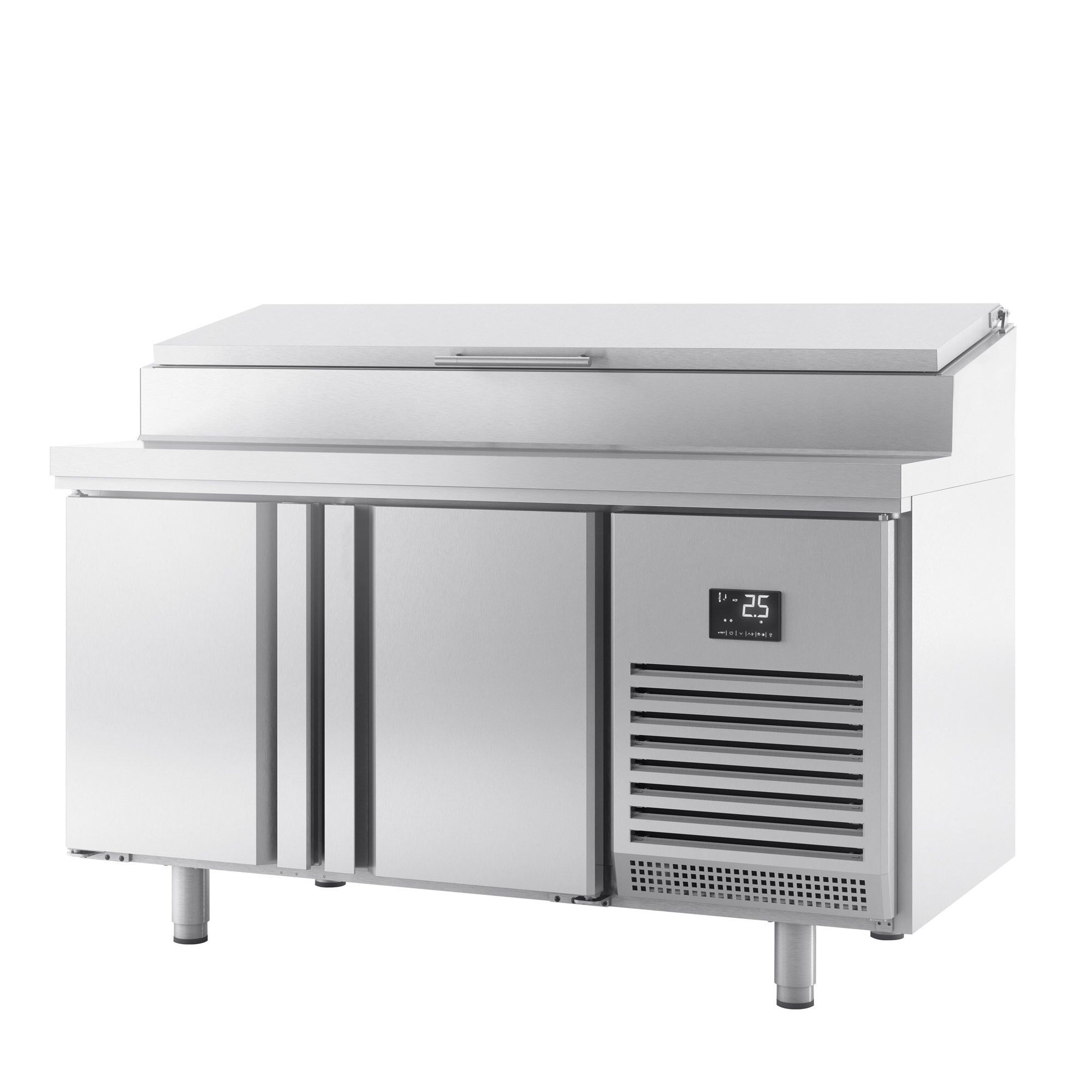 Table réfrigérée de préparation pour boulangerie - avec 2 portes - dimensions de compartiment EN - superstructure en inox 9x GN 1/4
