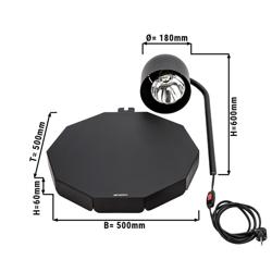 Lampa grzewcza do bufetu na podczerwień – 250 W – okrągła – czarna  