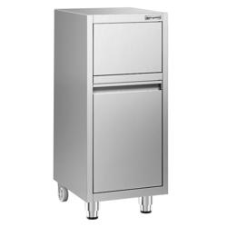 Commercial Waste bin - Push-top bin - 940(H)x400(W)x500(D)mm - with rear wheels - soft-close & without upstand - Stainless steel