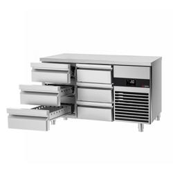 Koelwerkbank PREMIUM - 1400x700mm - met 6 lades - incl. snijplaat rood