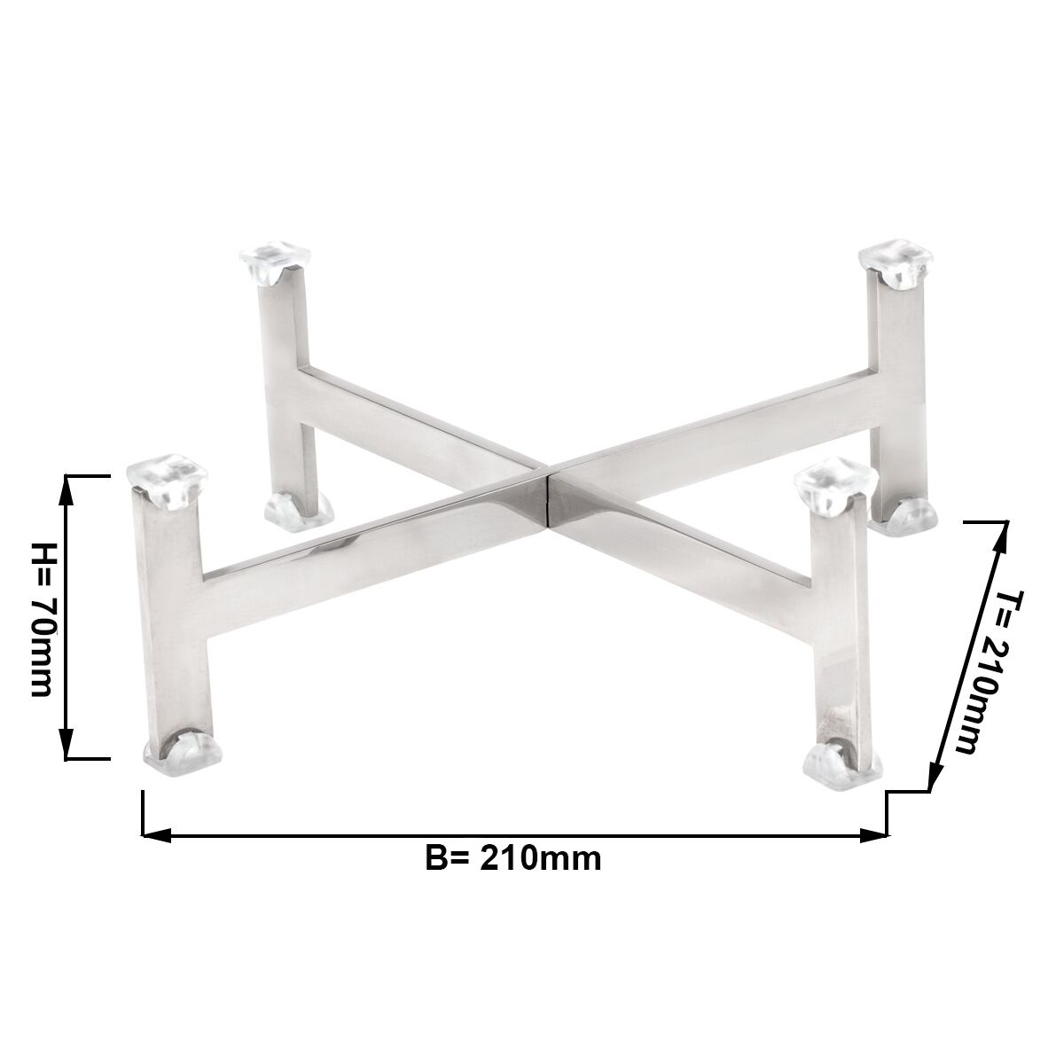 Présentoir de Buffet - Hauteur : 70 mm - Chromé - Adapté aux Plats & Assiettes à partir de 210 mm