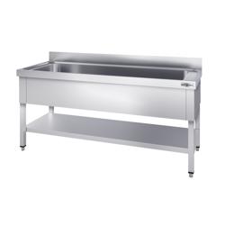 Fregadero para ollas de acero Inox. con estante inferior - 2,0 m - 1 fregadero L 180 x B 50 x T 38 cm