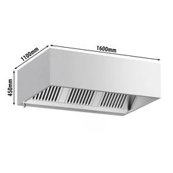 Commercial Wall-Mounted Extractor Hood - 1600mm - with Baffle Filters & LED Lighting