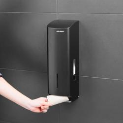AIR-WOLF | Commercial Toilet Roll Dispenser – 3-Roll - Stainless Steel - Black - Wall Mounted