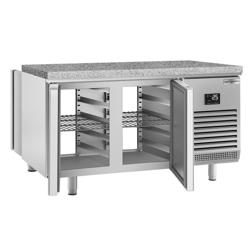 Table réfrigérée de boulangerie Premium PLUS - 1618x800 mm - avec portes des deux côtés & plan de travail en granit