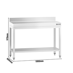 Worktable Stainless steel PREMIUM - 1000x600mm - with undershelf & upstand
