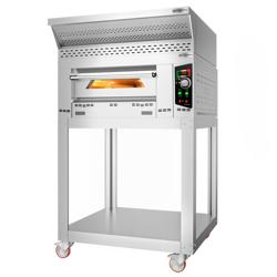 Gazlı Pizza fırını - 4x 34 cm - Manuel - Davlumbaz, Alt Stand ve Tekerlek Seti dahil