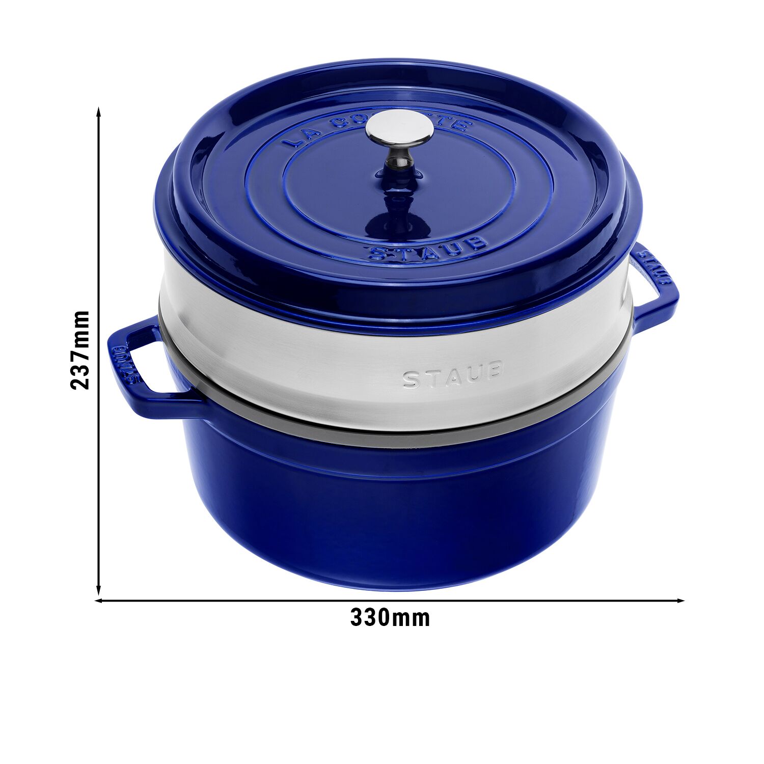STAUB | LA COCOTTE - Cocotte avec insert vapeur - Ø 260mm - Fonte - Bleu foncé	