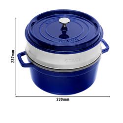 STAUB | LA COCOTTE – Cocotte z wkładem do gotowania na parze – Ø 260 mm – żeliwo – ciemnoniebieska