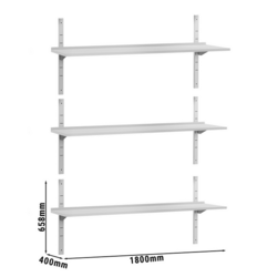 Wall shelf ECO - 1800x400mm - with 3 shelves