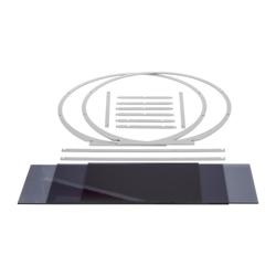 Alzata per buffet - Acciaio inox & Plexiglas - Tonda - 450x220mm - 3 ripiani - Altezza: 450mm