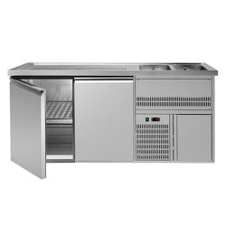 Bira tezgahı PREMIUM PLUS - 1950x700mm - 2 Kapı & 2 Becken Sağ & 2 Abtropf Yüzeyi