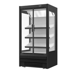 Vitrine murale réfrigérée - 1018mm - 528L - avec 2 portes battantes vitrées & 3 étagères - Noir