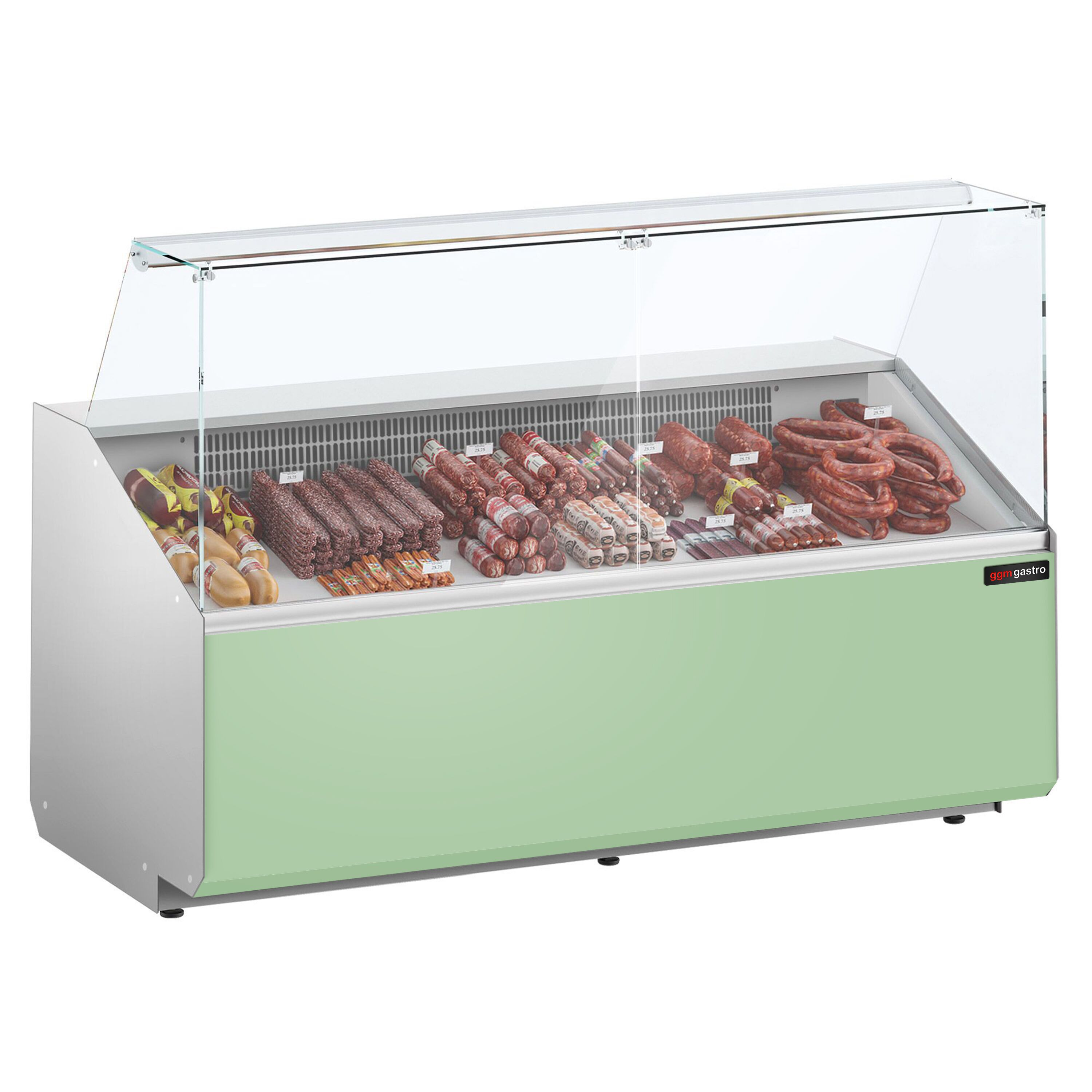 Comptoir vitrine réfrigérée - 1881x979mm - 387L - +2/+6°C - 3 portes - Façade vert clair