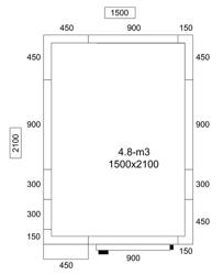 Câmara Fria - 1,5 x 2,1 m - altura: 2,01 m - 4,8 m³ - incl. Unidade de refrigeração montada de parede (positivos)