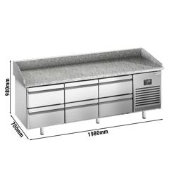 Pizzawerkbank PREMIUM PLUS - 1980x700mm - met granieten werkblad - met 6 laden