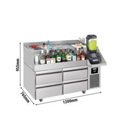 Bár/italhűtőasztal - 1,2 x 0,6 m - 150 liter - 2 fiókkal 1/2 és polcokkal
