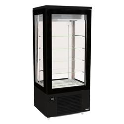 4-Sided Glass Display Fridge - 400L - 800mm - Double glazing - square - with 4 glass shelves - 1 rear glass door - Black