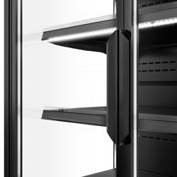 Supermarkt-wandkoelmeubel - 1002mm - 440 liter - met 2 dubbelglas glazen draaideuren & 4 schappen - zwart