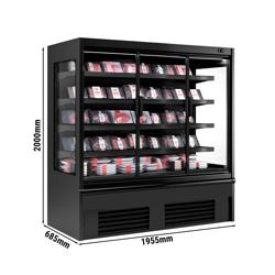 Expositor mural refrigerado - 1955mm - 852L - com 3 portas em vidro duplo & 4 prateleiras - traseira fechada - Preto