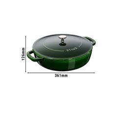 STAUB | BRAISERS - Sauteerpan met Chistera Drop Structure - 280mm - Gietijzer - Basilicumgroen