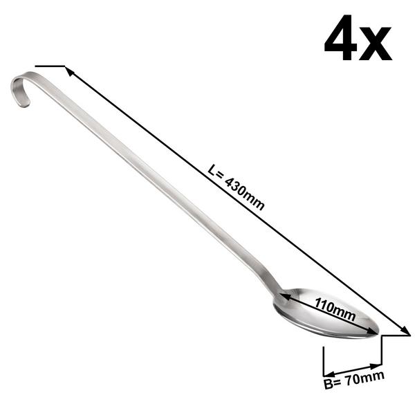 (4 db) Szervírozókanál - Ø 70 mm - Hossz: 420 mm - rozsdamentes acél