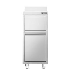 Commercial Waste bin - Push-top bin - 400x600x1150mm - with slow-closing lid - rounded corners & stable 4-foot base - Stainless steel