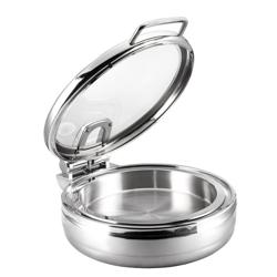 Edelstahl Chafing Dish - Rund - mit Soft-Close-Glasdeckel