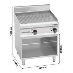 Elektromos rostlap - 8 kW - Bordázott - Sütőfelület: 596x430 mm - álló - nyitott tárolóval - Professzionális
