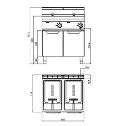 Dubbele elektrische friteuse - 18+18 liter - 27 kW - mechanische bediening - met aftapkraan