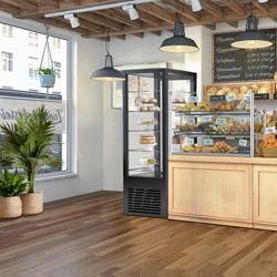 Armário frigorífico panorâmico - 440L - 675mm - Vidro duplo - com 5 prateleiras de vidro - 1 porta traseira envidraçada - Preto