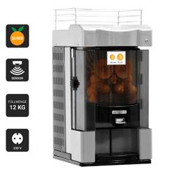 Exprimidor de naranjas automático - 370W - 75kg - con 25 naranjas/min, fruta 60–75mm, alimentación automática, ideal para autoservicio - Gris