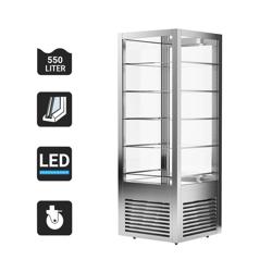 Panoramische vitrine - 440 liter - Dubbele beglazing - met 5 glazen planken - glazen deur achter