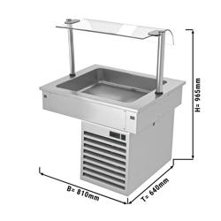 Einbau Kühlwanne - 800mm - +2 bis +8 °C - 2x GN 1/1 - 190 Watt - mit Glas-Hustenschutz