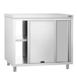 Armoire de travail en inox PREMIUM - 1000 mm - avec passe-plat