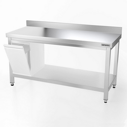 Edelstahl Arbeitstisch PREMIUM - 1500x800mm - mit Grundboden & Aufkantung