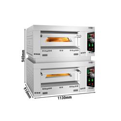 Gas Deck Pizza Oven - Twin Deck - Refractory Stone Deck - 4+4 - Ø 34cm (13.4") - 230V Single Phase - Mechanical Controls - up to 450°C