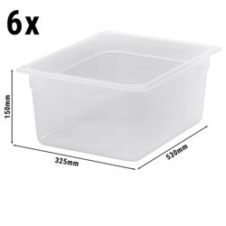 (6 Stück) CAMBRO | Polypropylen GN-Behälter 1/2 - milchig - Höhe: 150mm