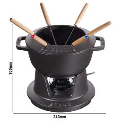 STAUB | Cast Iron Fondue Set – Ø 18 cm - Black - 6 Forks, Burner, Board