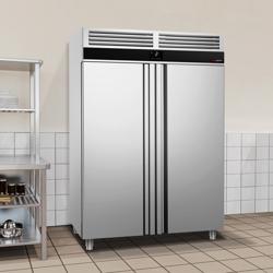Koelkast RVS PREMIUM - GN 2/1 - 1400mm - 1400liter - tot +8°C - met 2 deuren - geforceerde koeling, automatische ontdooiing, LED‑verlichting & legroosters