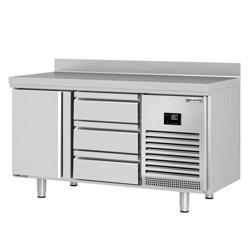 Koelwerkbank PREMIUM PLUS - 1468x700mm - met 1 deur - met 3 lades - opstand